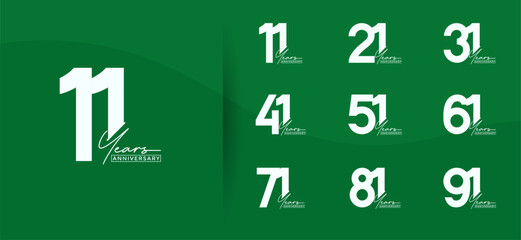 anniversary logo style set with white color can be use for celebration moment