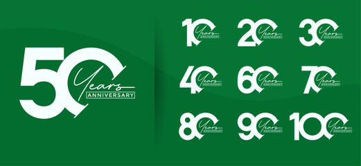 anniversary logo style set with white color can be use for celebration moment