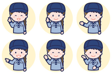 女性郵便配達員のポーズセット_03