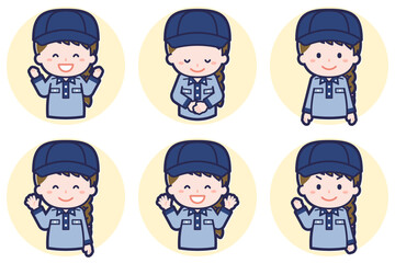 女性郵便配達員のポーズセット_02