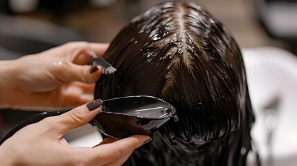 Hair Treatment Application in a Salon Setting for Beauty and Rejuvenation