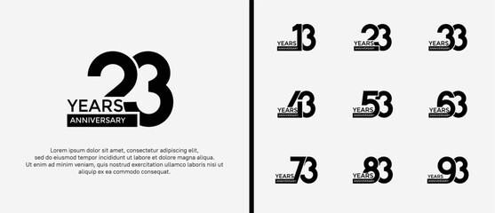 anniversary logo style set with black color can be use for celebration moment