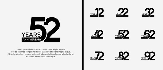 anniversary logo style set with black color can be use for celebration moment