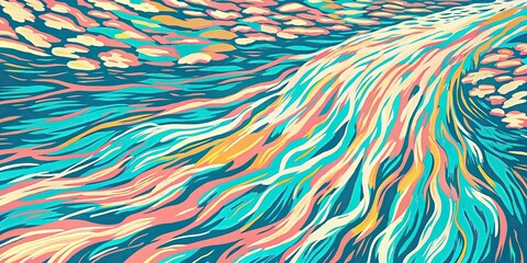 Abstract painting representing flowing water