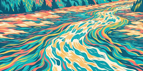 Abstract painting representing flowing water