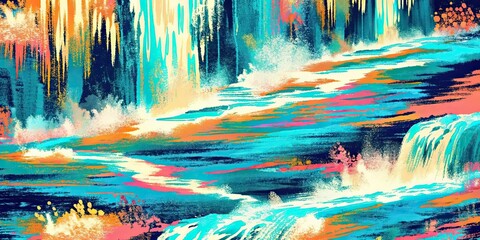 Abstract painting representing flowing water