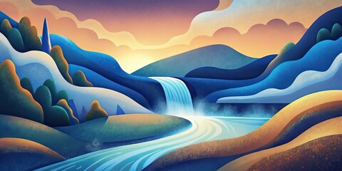 Abstract painting representing flowing water
