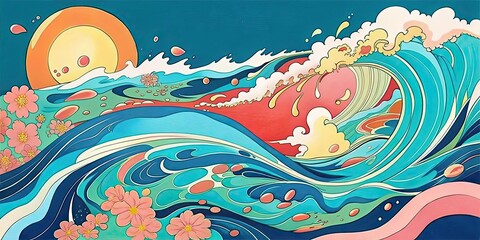 Abstract painting representing flowing water