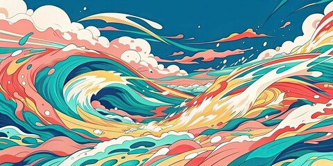 Abstract painting representing flowing water