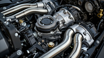 Fototapeta premium Engine mounts absorbed vibrations, cradling the heart of the machine in gentle embrace