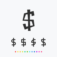 Obraz premium A set of dollar sign with various shape. Isolated Vector Illustration