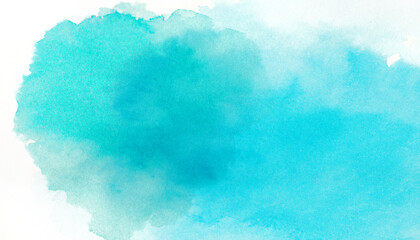 夏をイメージしたターコイズグリーンとターコイズブルーの水彩背景　背景イラスト　テクスチャ素材