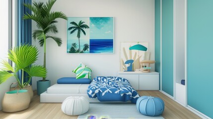 Coastal Themed Bedroom Interior Design
