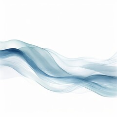 Watercolor, blue wave is painted on a white background. The blue color gives a sense of calmness and tranquility. The wave's movement suggests a feeling of fluidity and motion