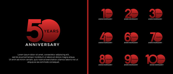 anniversary logo style set with red color can be use for celebration moment