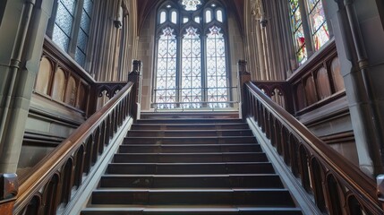 Obraz premium Stairs with Gothic Architecture in the United Kingdom