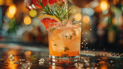 Detailed Close-Up of Bartender Pouring Craft Cocktail with Vibrant Colors and Garnishes