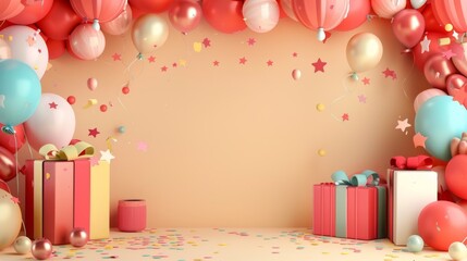 cheerful birthday party with colorful balloons background wallpaper