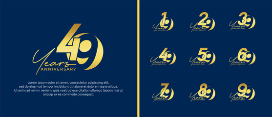 anniversary logo style set with gold color can be use for celebration moment