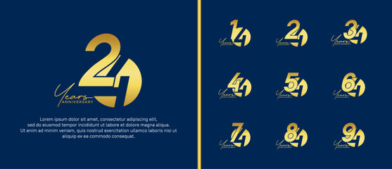 anniversary logo style set with gold color can be use for celebration moment