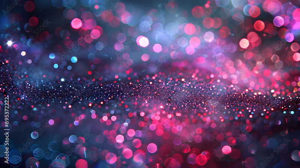 Poster the christmas background is filled with colorful rainbow sparkles, shimmering with the bokeh effect 