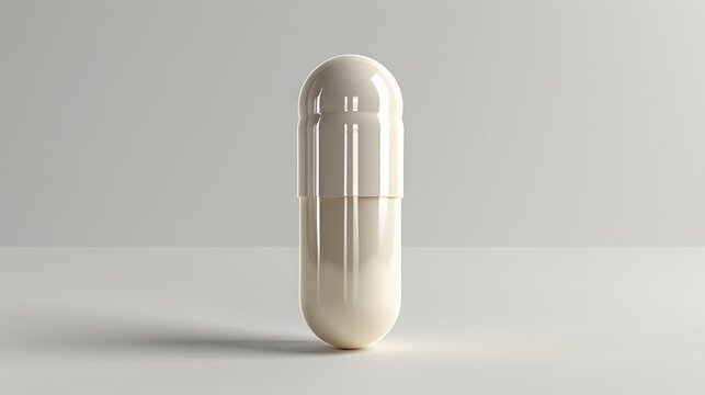 1. A minimalist image with a white background featuring a single pill bottle, positioned in the center