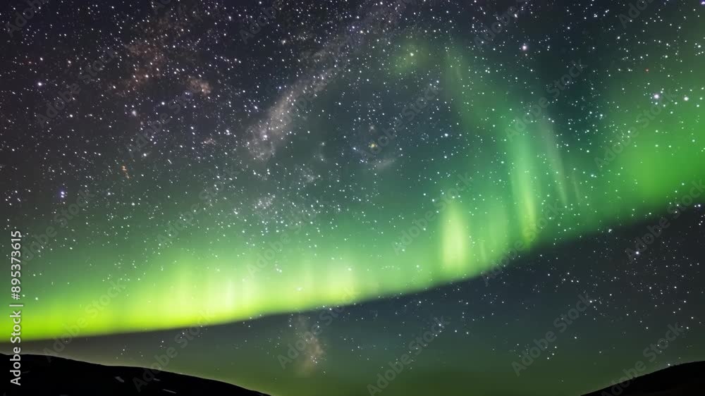 Poster appearing as if from another dimension the shimmering aurora waves create a spellbinding vision over
