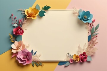 Floral and heart-themed frame with pink design for invitations or decorations