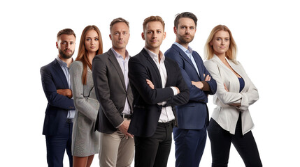 Obraz premium Team of serious business adults on white background