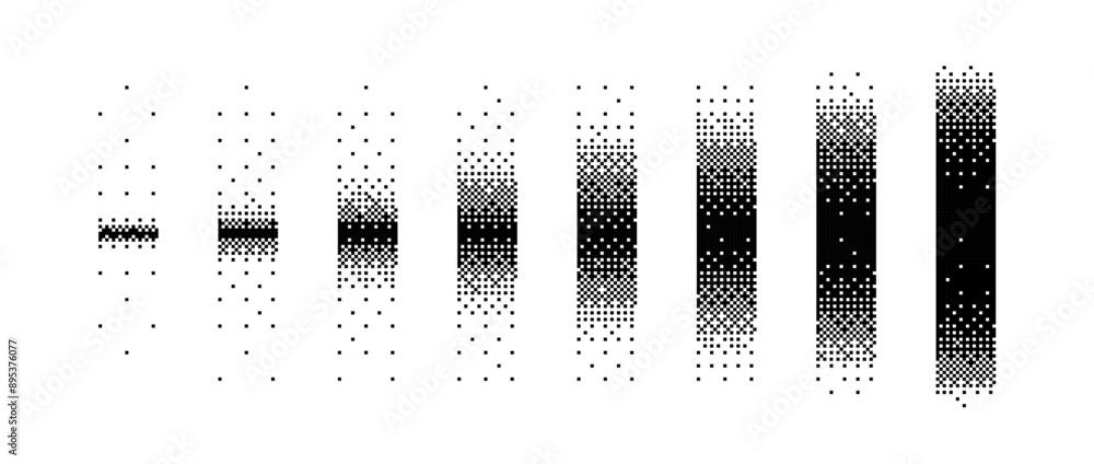 Aufkleber halftone vertical gradient border set. black long dotted separate or divider collection. pixelated r