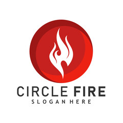 fire inside a burning red circle illustration logo design vector art