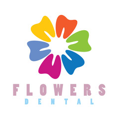 colorful dental flower cute dentist logo vector illustration art 