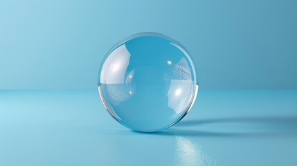 A transparent glass bubble on a blue background