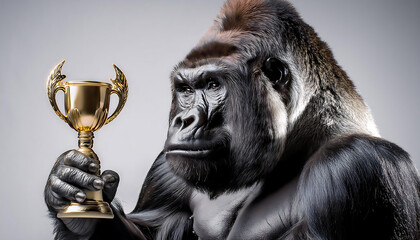 Fototapeta premium Gorilla Holding Trophy