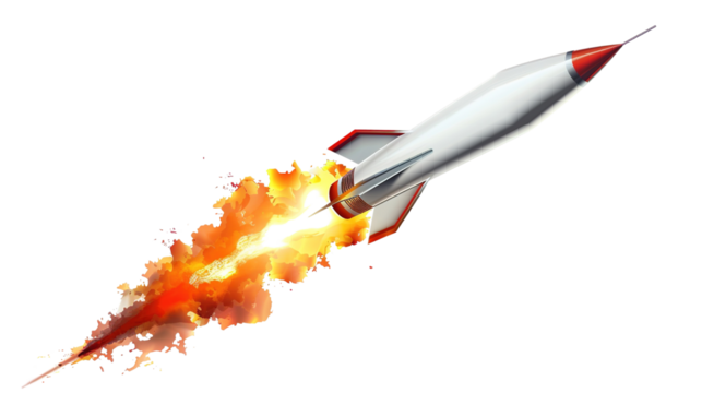 Rocket launch isolated on transparent background - Generation AI