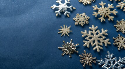 A blue background with a bunch of snowflakes on it