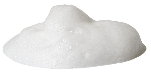 white liquid foam from soap or shampoo isolated with clipping path on background. set of detergent  shower gel bubble, white foam bubbles.