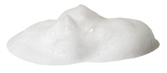 white liquid foam from soap or shampoo isolated with clipping path on background. set of detergent  shower gel bubble, white foam bubbles.