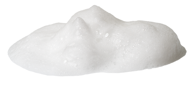 white liquid foam from soap or shampoo isolated with clipping path on background. set of detergent  shower gel bubble, white foam bubbles.