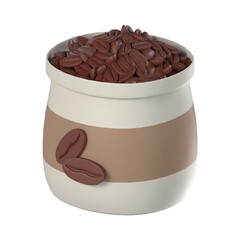 Coffee Bean Bag 3D illustration Icon Foods and Drinks with Transparent Background