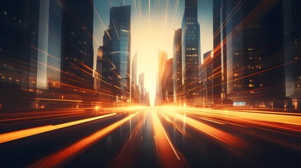 Obraz premium Cityscape with Light Streaks.