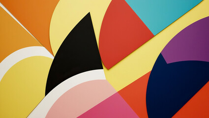 Abstract painting of vibrant colors, Blue, orange, pink, and white colors abstract paper waves background