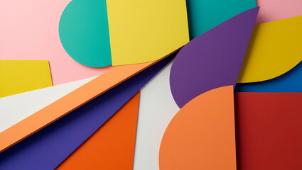 Abstract painting of vibrant colors, Blue, orange, pink, and white colors abstract paper waves background