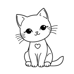 Personnage chat, chaton amusant dessin au trait line art  vecteur isol&eacute; pour page, livre d'activit&eacute; et coloriage 