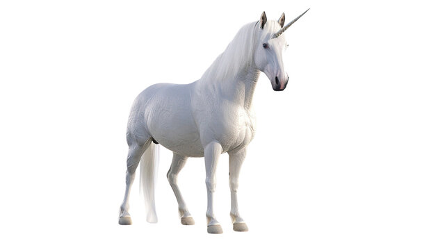 recommend clip art: White horse unicorn isolated on white background - Generation AI