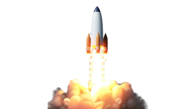 Rocket launch isolated on transparent background - Generation AI