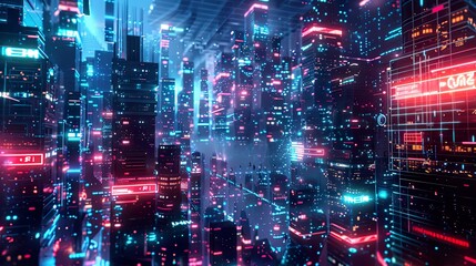 Neon Cityscape: A Futuristic Vision of Urban Life