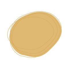 Random hand drawn oval spot with curve strokes in trendy sandy shades isolated on white. Copyspace