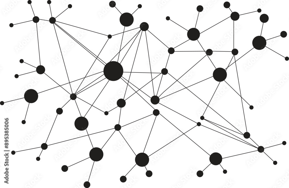 Aufkleber abstract network design. network connection with lines and dots isolated on transparent background
