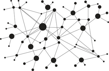 Abstract network design. Network connection with lines and dots isolated on transparent background